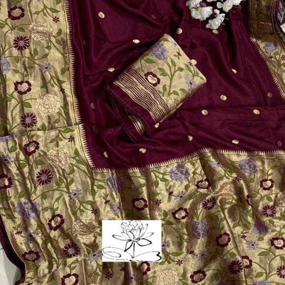 Munga crepe Silk Saree | Party Saree | Saree for wedding | Crepe silk Saree - Picture 2 of 5